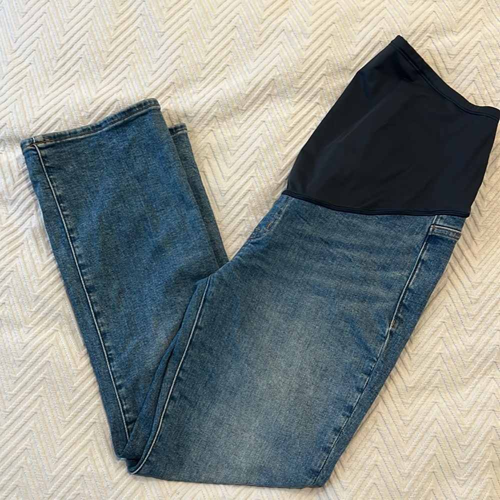 MADEWELL maternity over the belly kick out crop jeans Oneida wash size 28